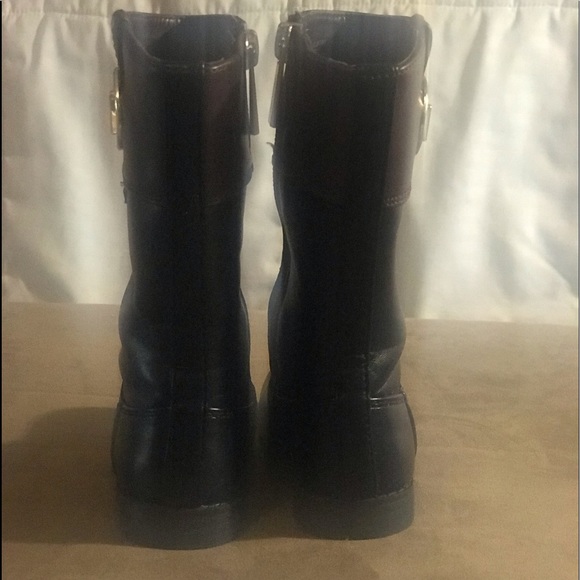 Michael Kors toddler boots with gold hardware. - Picture 3 of 5